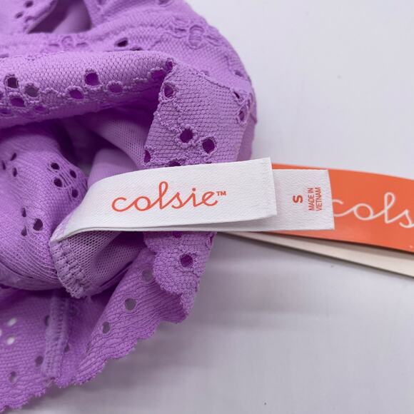 Colsie Women's Eyelet Bralette Purple Size Small - Picture 4 of 5